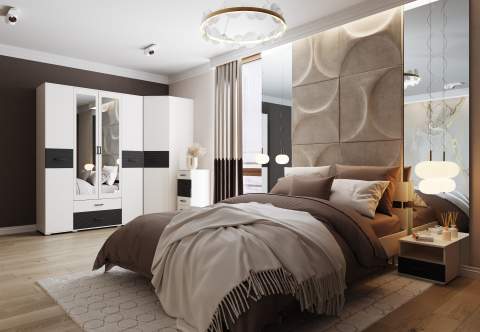 Спальня Город-2 белый/черный матовый