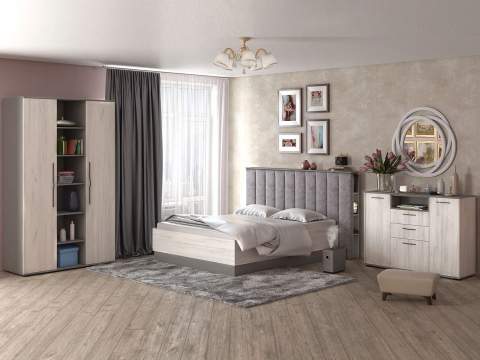 Спальня Бристоль дуб белый/серый